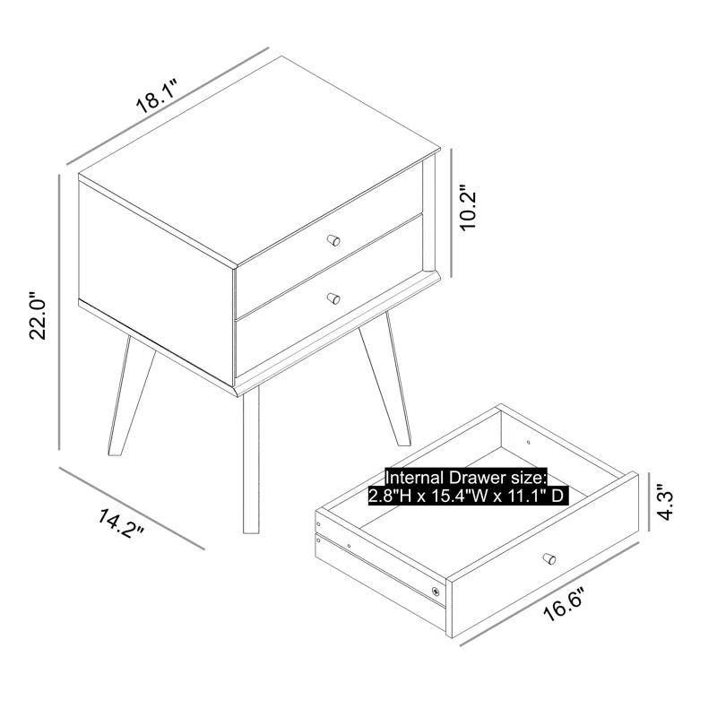 Branquinha 2 Drawer Nightstand