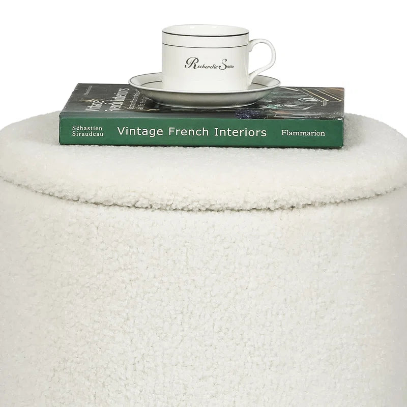 Teddy Fleece round Ottoman with Stroage