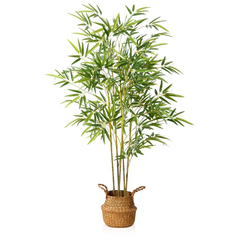Adcock Artificial Bamboo Plants in Basket, Faux Plant for Home Décor, Lifelike Fake Trees