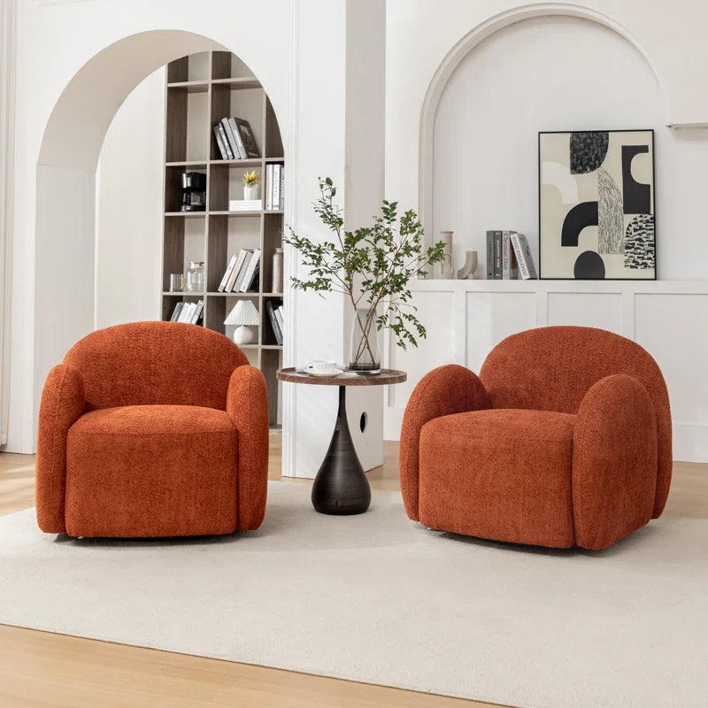 Jacquari Upholstered Swivel Barrel Chair