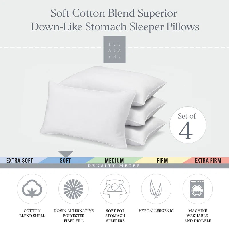 Santos down Alternative Soft Stomach Sleeper Pillow