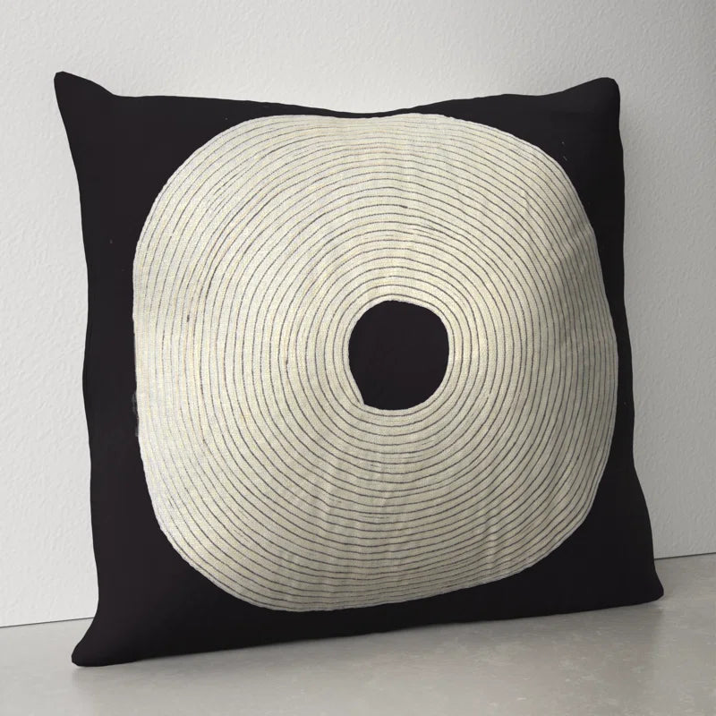 Rosena Appliqued Cotton/Polyester/Rayon Reversible Throw Pillow