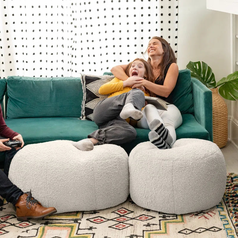 Ellis Ottoman Shearling Faux-Lamb Plush Pouf for Modern Interior Design