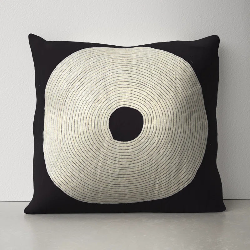 Rosena Appliqued Cotton/Polyester/Rayon Reversible Throw Pillow
