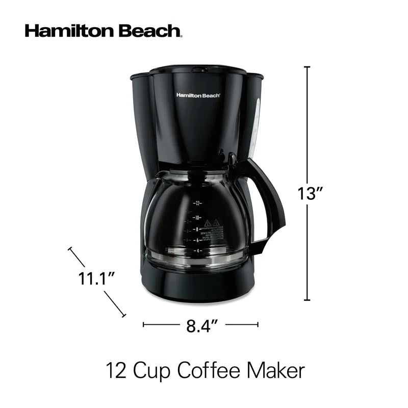 ® 12 Cup Coffee Maker Glass Carafe Black
