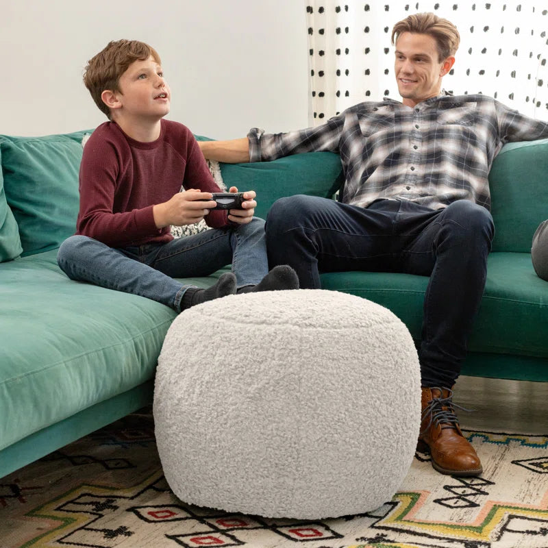Ellis Ottoman Shearling Faux-Lamb Plush Pouf for Modern Interior Design