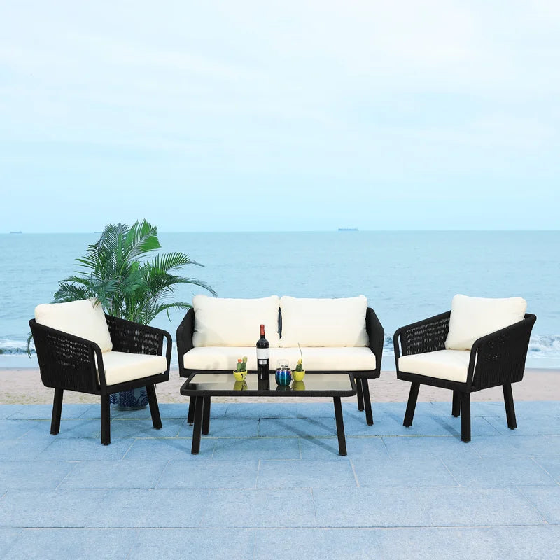 Canelo 4 Piece Rattan Sofa Seating Group with Cushions