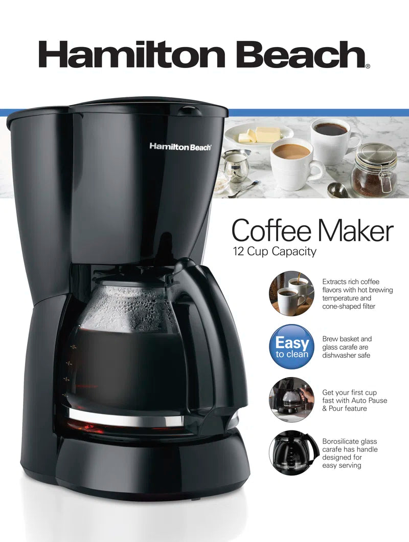 ® 12 Cup Coffee Maker Glass Carafe Black