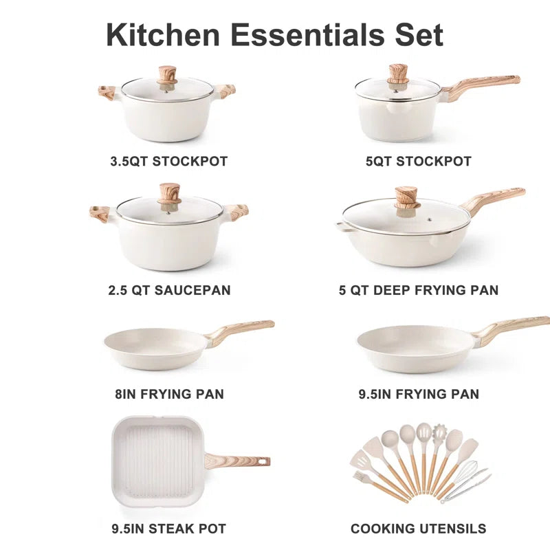 -22 Pieces Nonstick Cookware Sets with Cooking Utensils