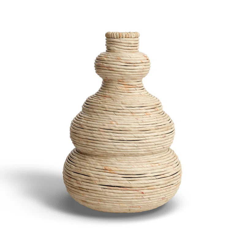 Seagrass Handmade Wrapped Decorative Vase with Abstract Bubble Shape