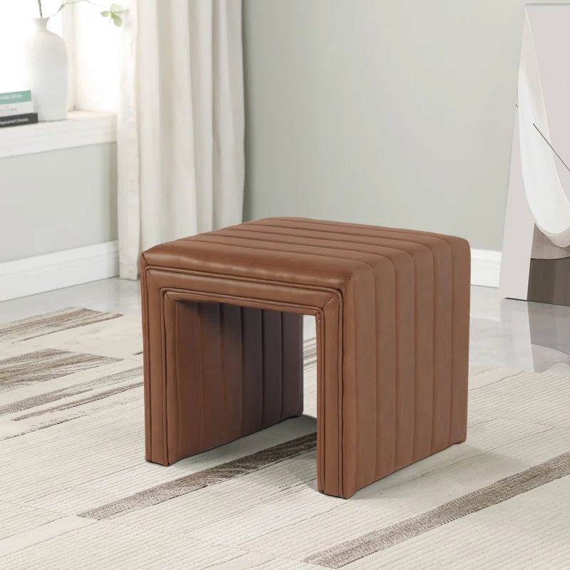 Askolds Modern Channel Ottoman - Faux Leather