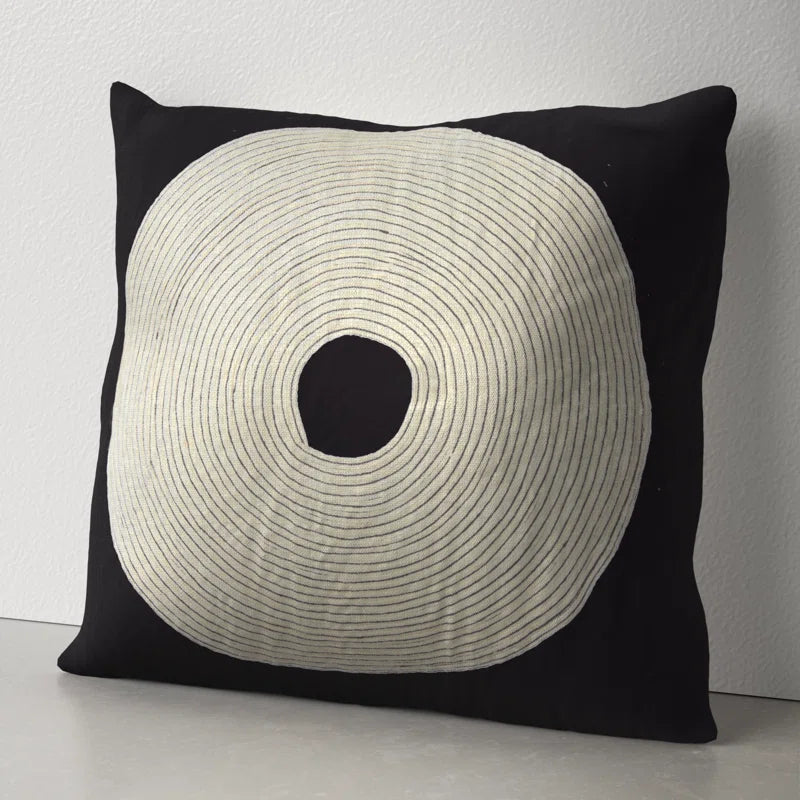 Rosena Appliqued Cotton/Polyester/Rayon Reversible Throw Pillow