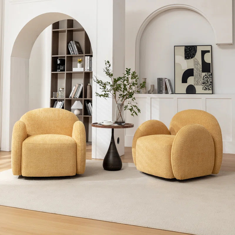 Jacquari Upholstered Swivel Barrel Chair