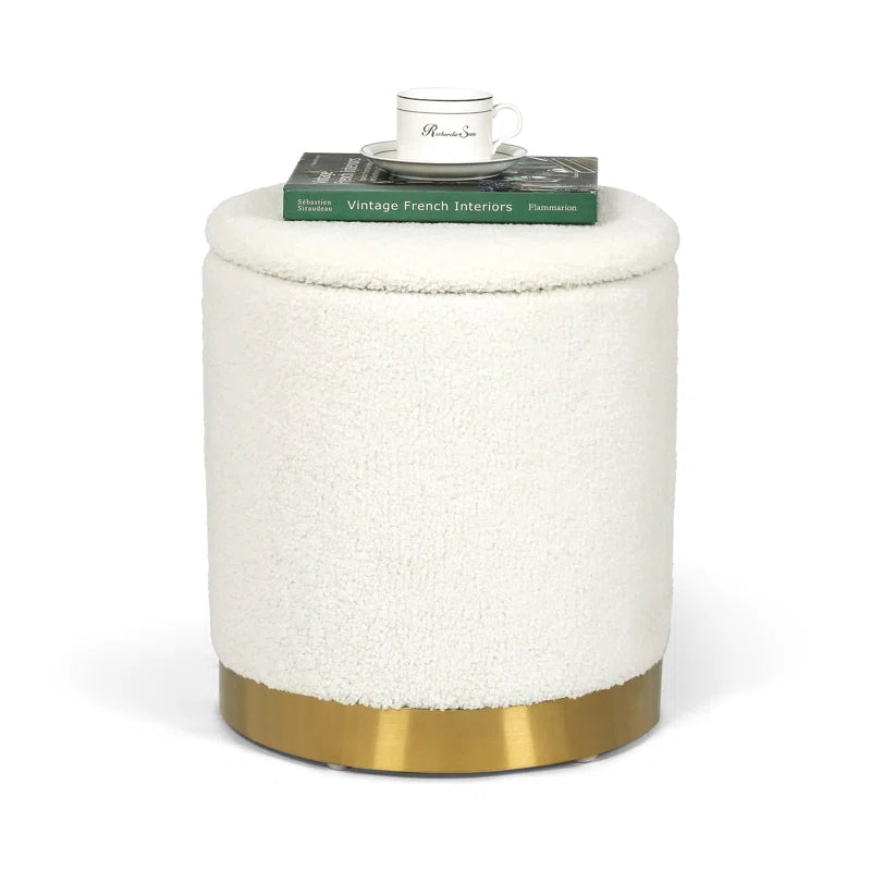 Teddy Fleece round Ottoman with Stroage
