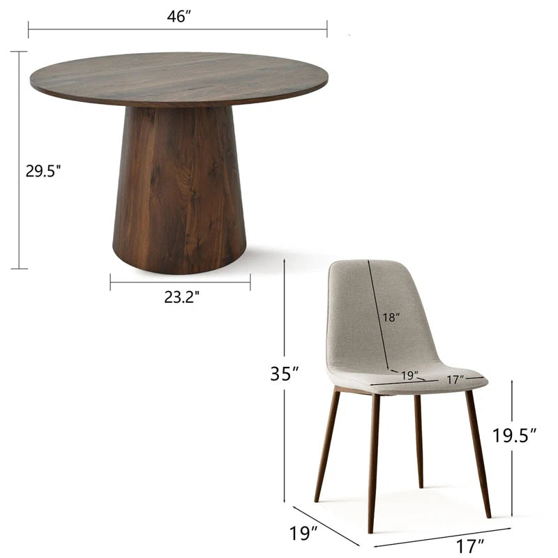 Benvinda 5 - Piece round Pedestal Dining Table Set