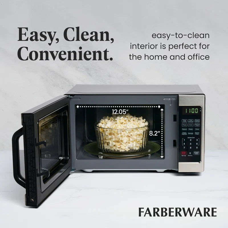 Compact Countertop Microwave Oven, 0.7 Cu. Ft. 700-Watt, Child Lock, Easy Clean Interior