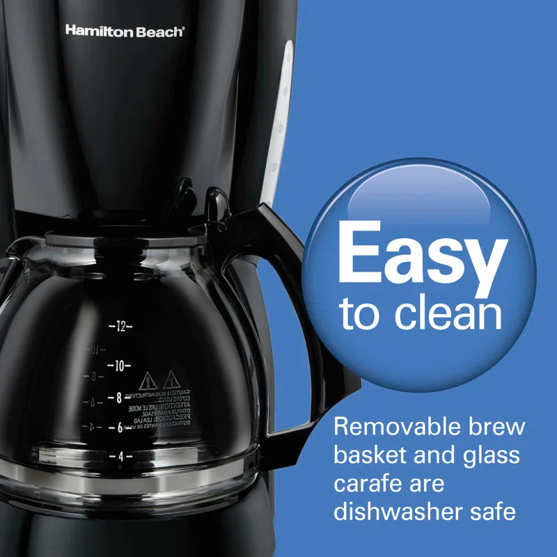 ® 12 Cup Coffee Maker Glass Carafe Black