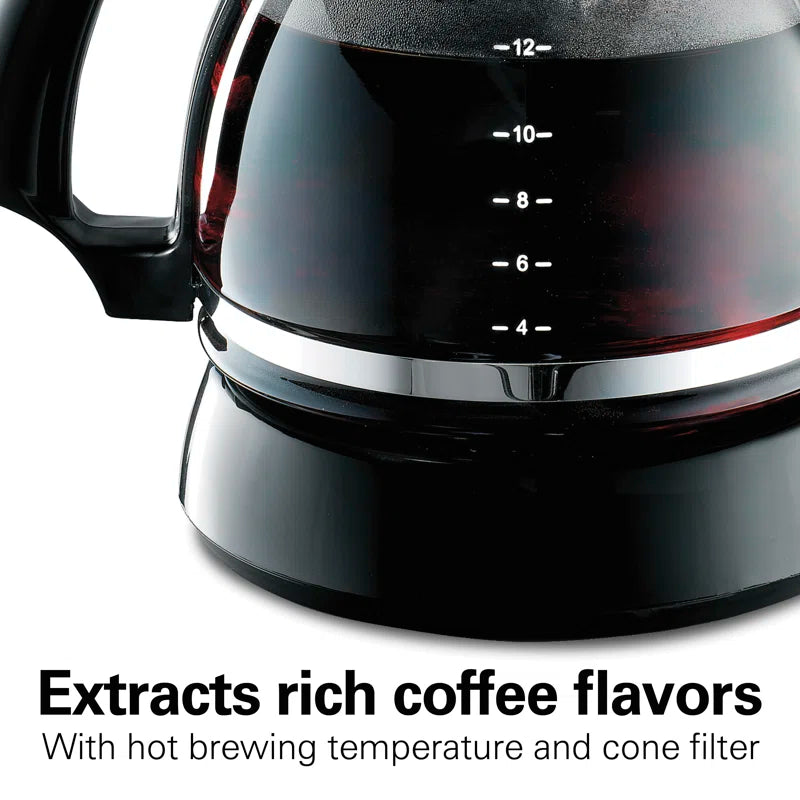 ® 12 Cup Coffee Maker Glass Carafe Black
