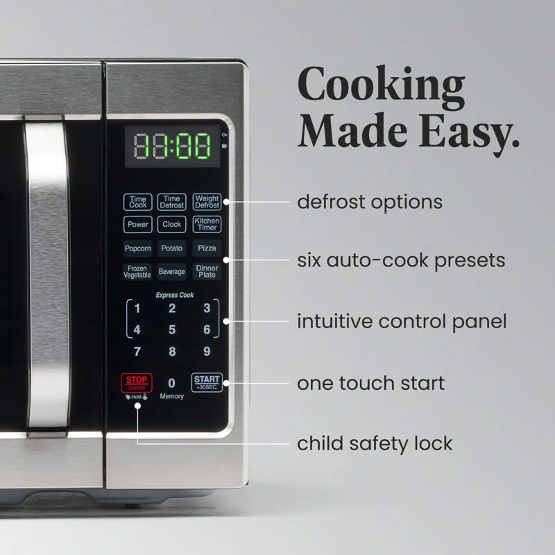 Compact Countertop Microwave Oven, 0.7 Cu. Ft. 700-Watt, Child Lock, Easy Clean Interior