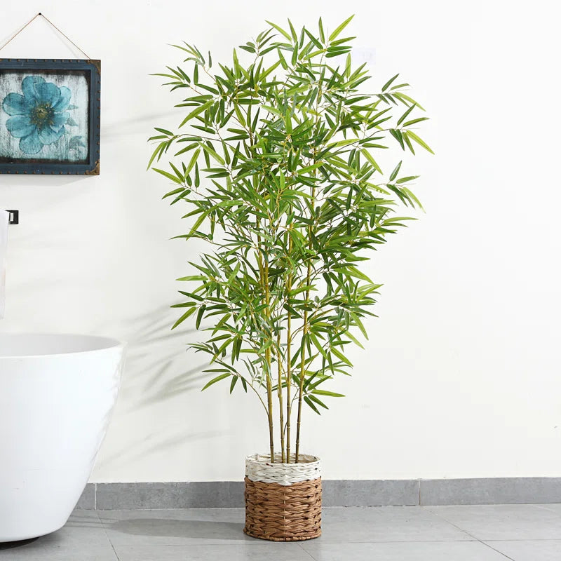 Adcock Artificial Bamboo Plants in Basket, Faux Plant for Home Décor, Lifelike Fake Trees
