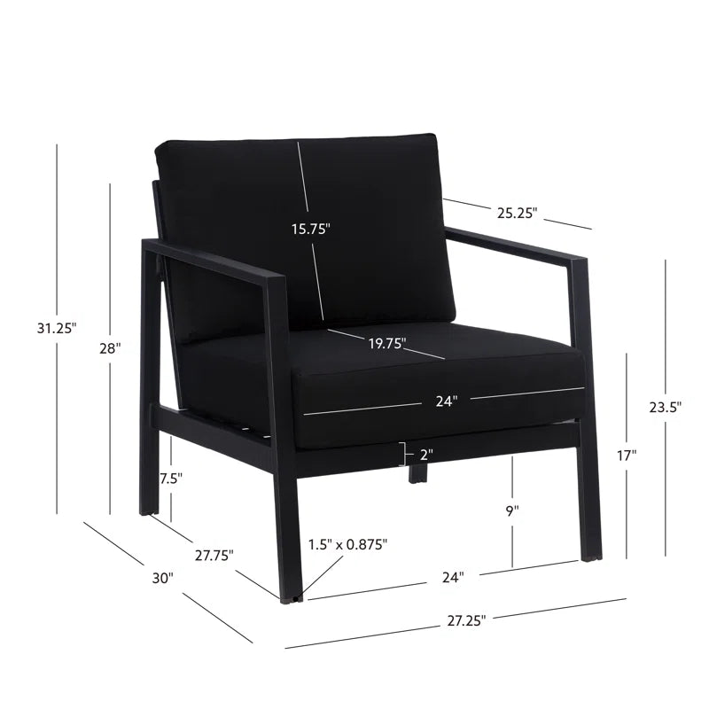 Armand Outdoor Aluminum Chair with Sunbrella Cushions