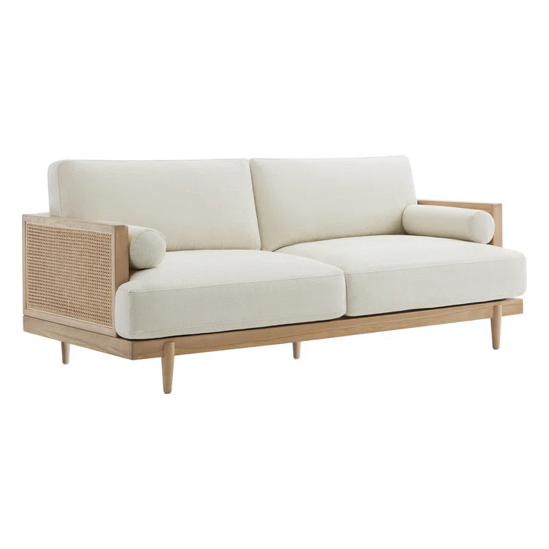 Ahlea 78.75''W Natural Cane Upholstered Sofa