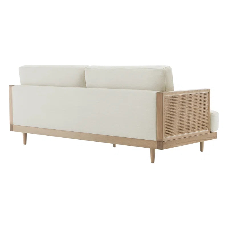 Ahlea 78.75''W Natural Cane Upholstered Sofa