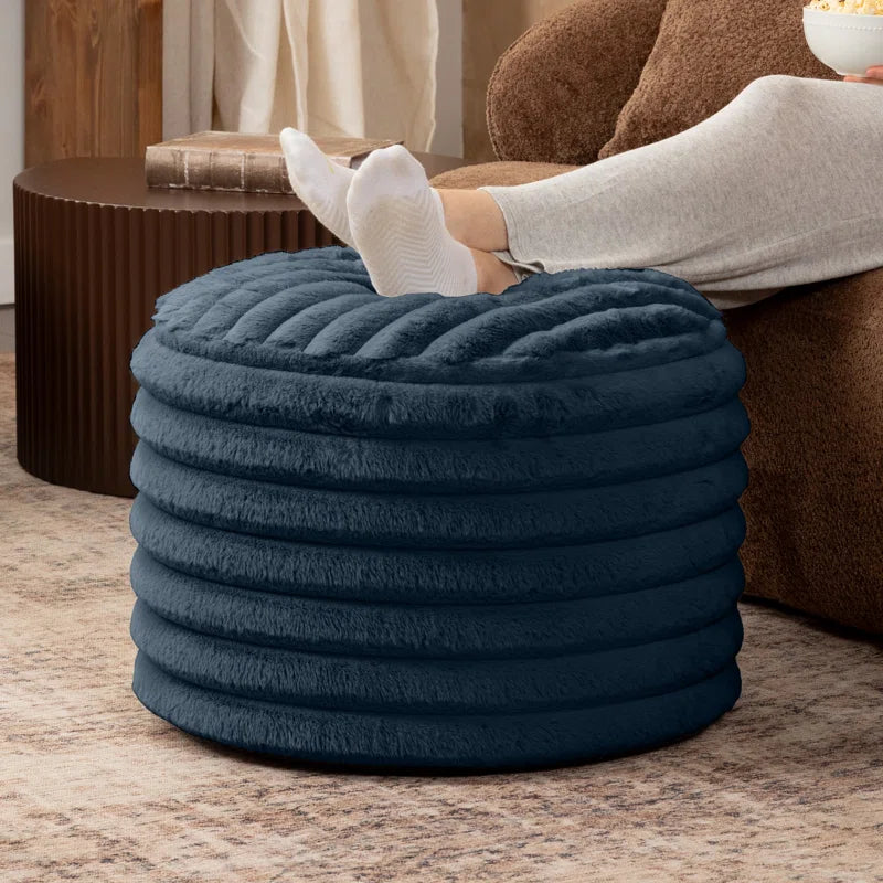 Paran Accent Pouf - Fluffy Faux Fur Ottoman for Modern Interior Design