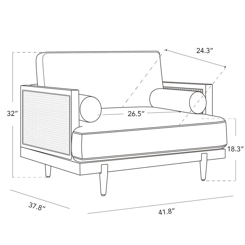 Ahlea 41.8'' W Natural Cane Upholstered Armchair