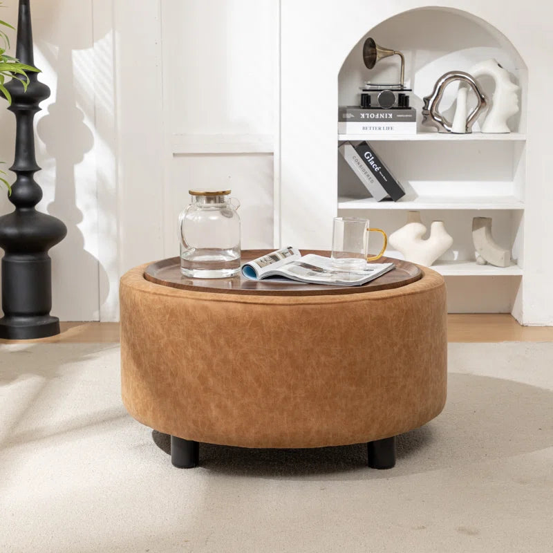 Bryonie round Cocktail Ottoman with Storage