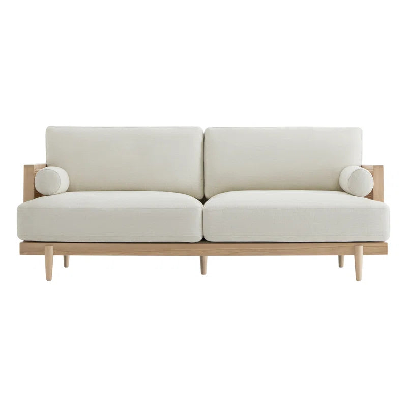 Ahlea 78.75''W Natural Cane Upholstered Sofa