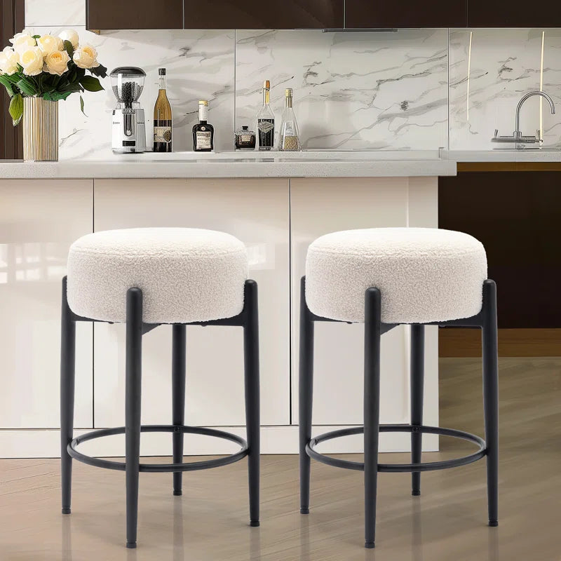 Carie 24'' Sherpa Upholstered Counter Stool