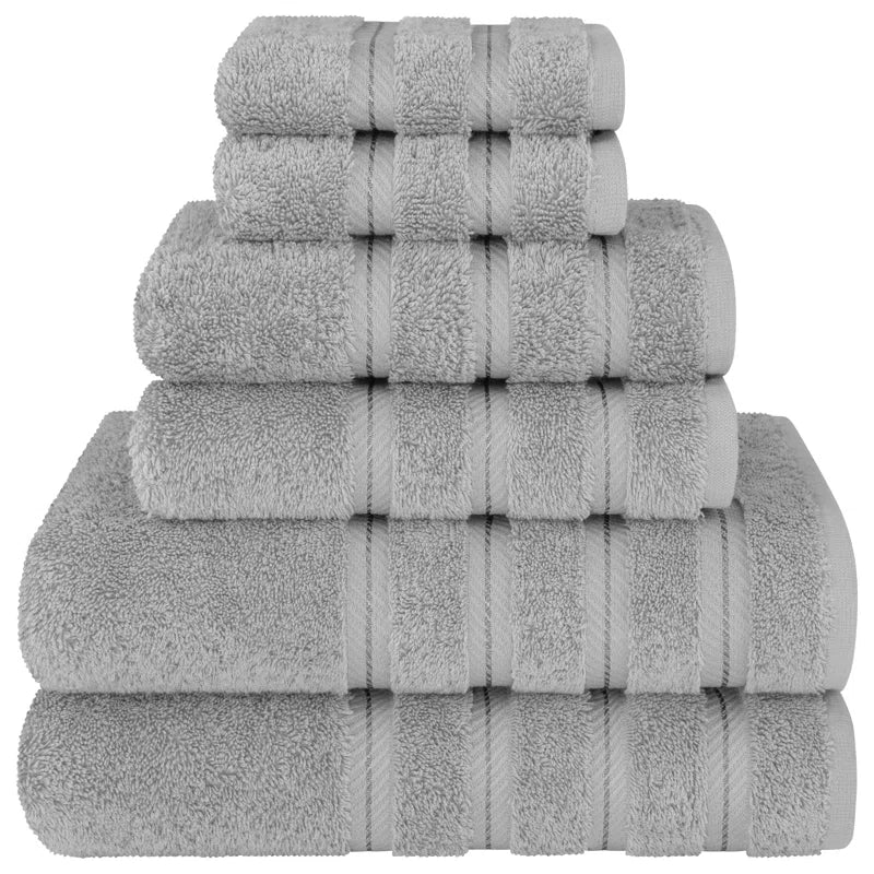 100% Cotton Premium Turkish Bath Towel Set, 6 Piece Super Soft and Absorbent Darcelle Collection