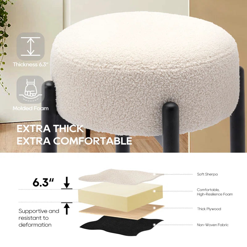 Carie 24'' Sherpa Upholstered Counter Stool