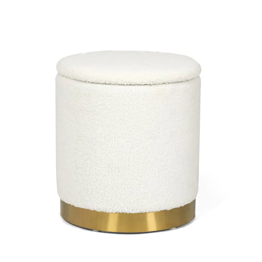 Teddy Fleece round Ottoman with Stroage