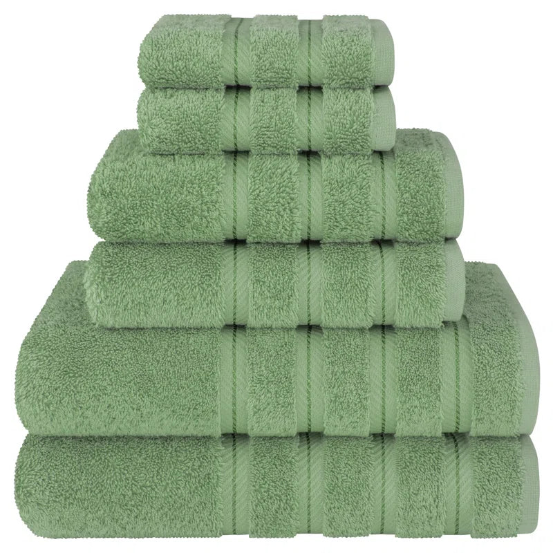 100% Cotton Premium Turkish Bath Towel Set, 6 Piece Super Soft and Absorbent Darcelle Collection