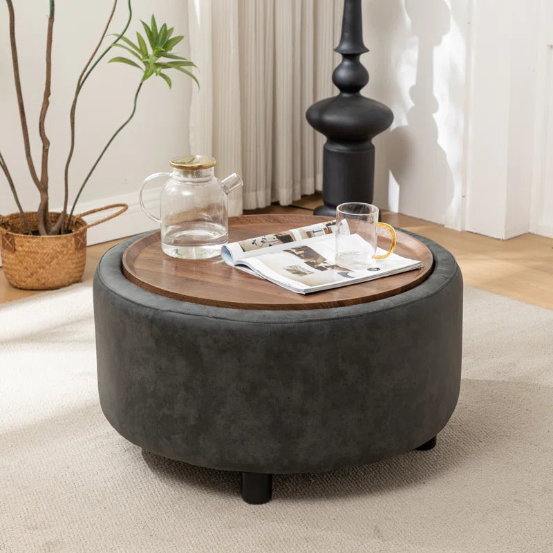 Bryonie round Cocktail Ottoman with Storage