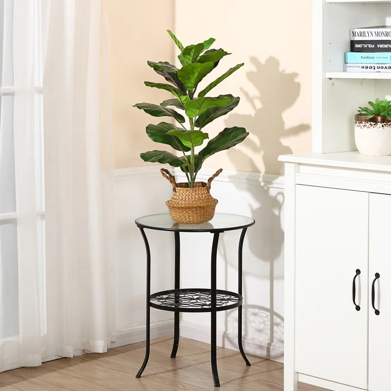 Adcock Artificial Fiddle Leaf Fig Plant in Basket, Faux Green Plant, Fake Tree for Home Décor