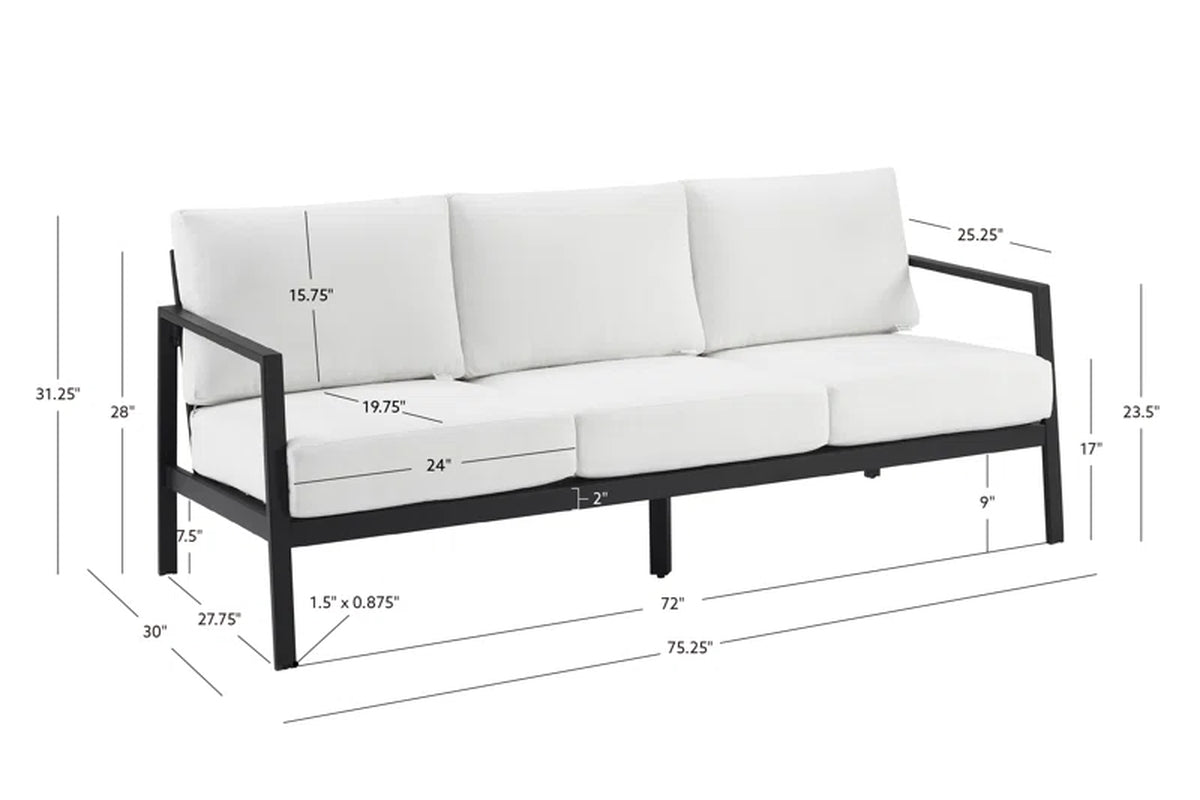 Armando 75” Aluminum Outdoor Sofa with Sunbrella Cushions