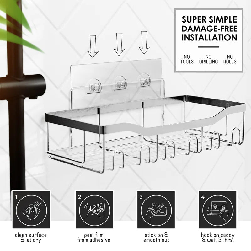 Adhesive Stainless Steel Shower Caddy