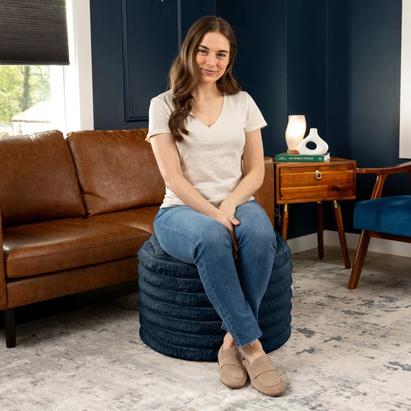 Paran Accent Pouf - Fluffy Faux Fur Ottoman for Modern Interior Design