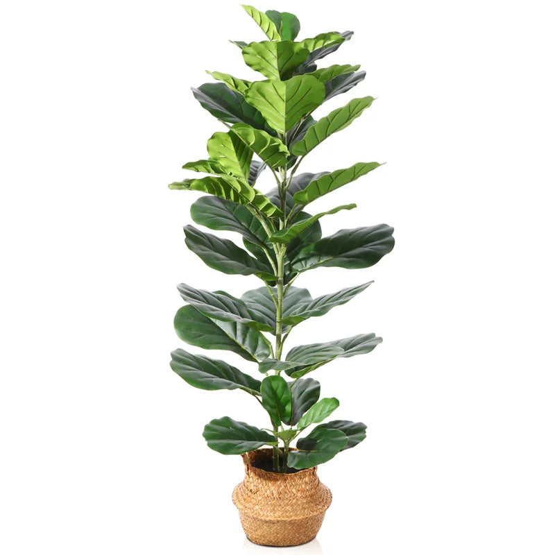 Adcock Artificial Fiddle Leaf Fig Plant in Basket, Faux Green Plant, Fake Tree for Home Décor