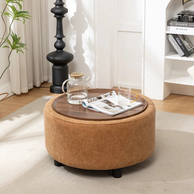 Bryonie round Cocktail Ottoman with Storage