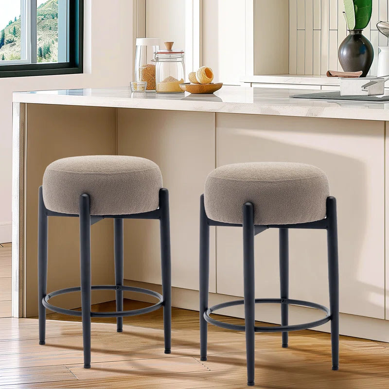 Carie 24'' Sherpa Upholstered Counter Stool