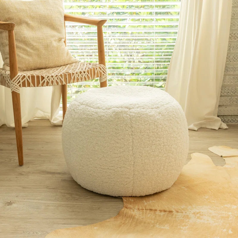 Ellis Ottoman Shearling Faux-Lamb Plush Pouf for Modern Interior Design