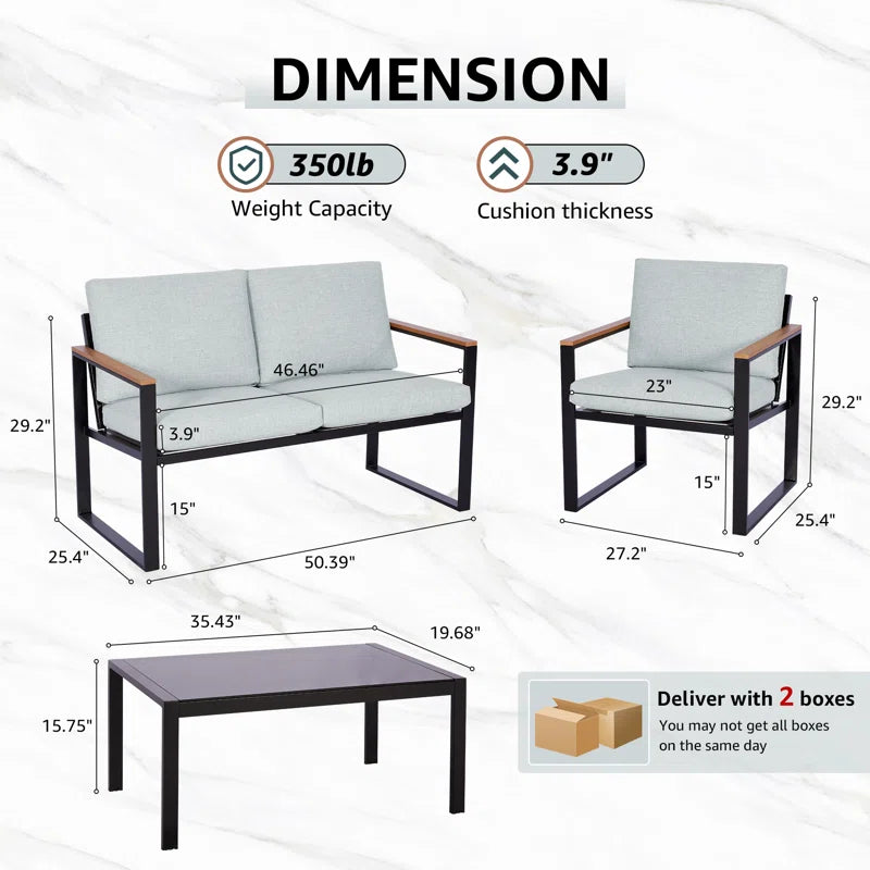 Atara 4 Piece Sofa Seating Group with Cushions