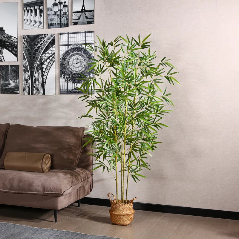Adcock Artificial Bamboo Plants in Basket, Faux Plant for Home Décor, Lifelike Fake Trees