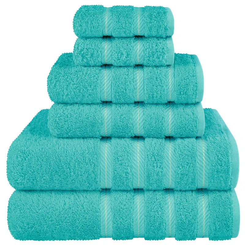 100% Cotton Premium Turkish Bath Towel Set, 6 Piece Super Soft and Absorbent Darcelle Collection