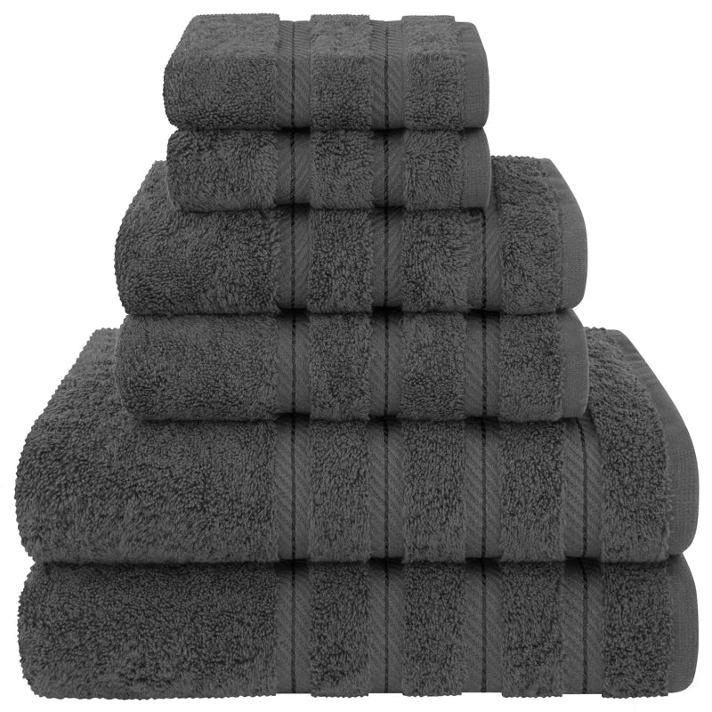 100% Cotton Premium Turkish Bath Towel Set, 6 Piece Super Soft and Absorbent Darcelle Collection