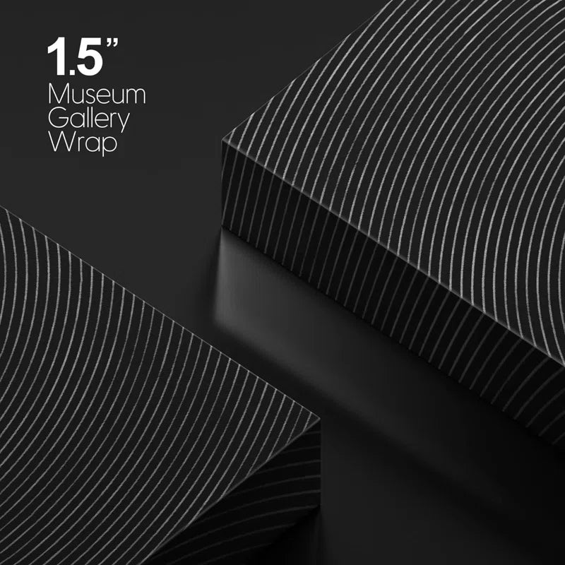 Geometric Line Black Faux 3D Wave Abstract Minimalist Mid Century Modern Frame Canvas Print Wall Art